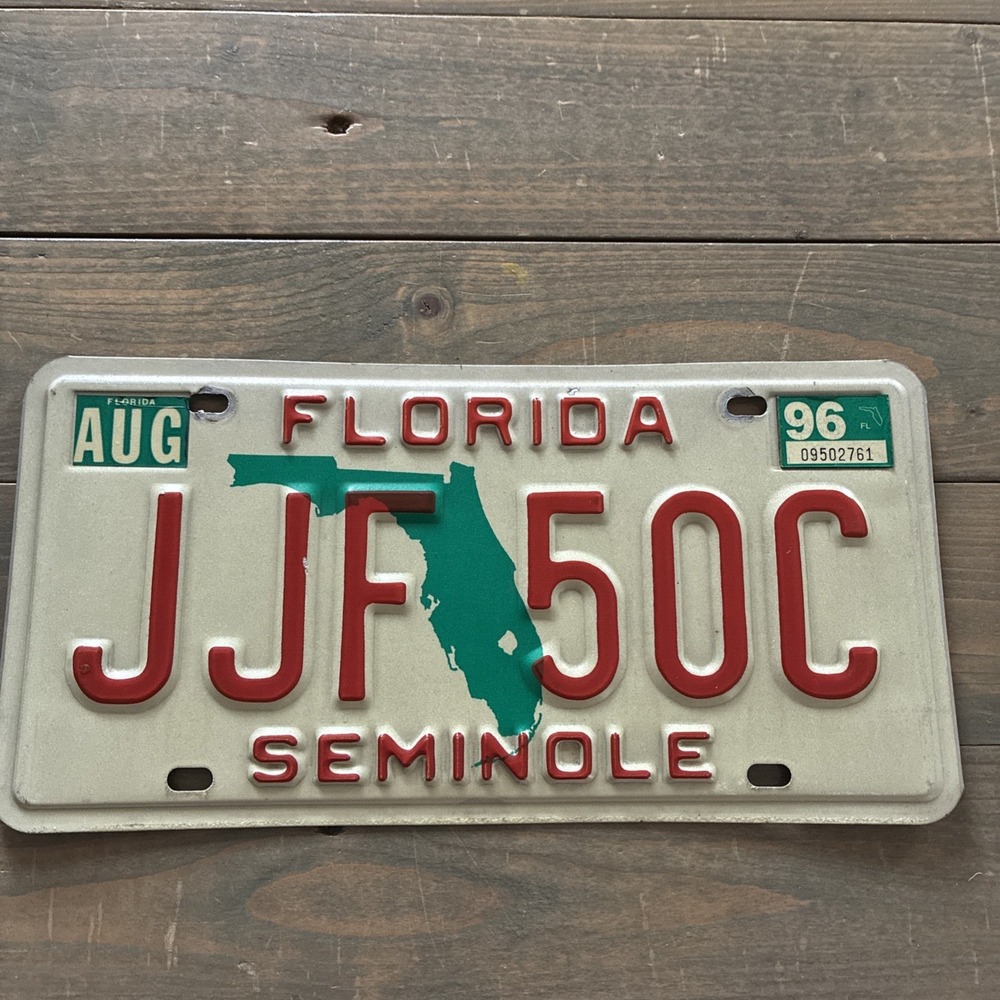 Florida 1996 SEMINOLE COUNTY License Plate # JJF50C
